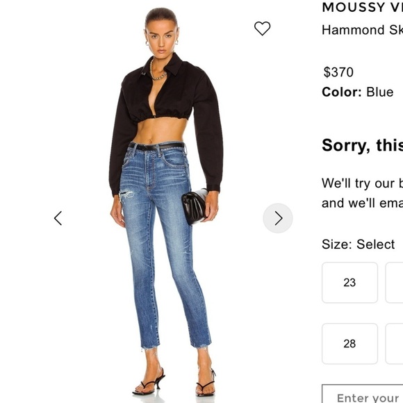 Moussy Vintage Hammond Skinny Jeans Distressed Raw Hem Denim Size 25 - Picture 5 of 14